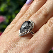 Load image into Gallery viewer, Black Rutilated Quartz 925 Sterling Silver Ring - Size S
