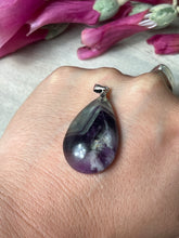 Load image into Gallery viewer, Fluorite snowflake teardrop Pendant - 925 Sterling Silver
