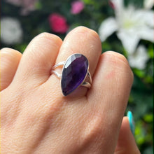 Load image into Gallery viewer, Amethyst Facet 925 Sterling Silver Ring - Size P 1/2
