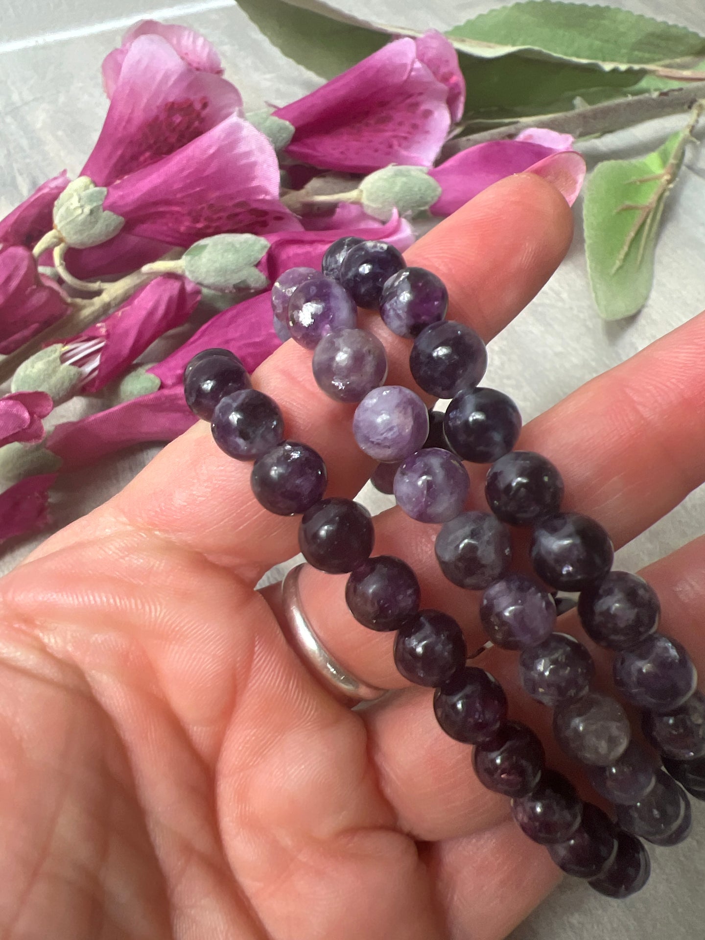 Unicorn Stone /  Lepidolite Bead Bracelet