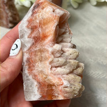 Load image into Gallery viewer, Druzy Sunstone Orchid and Orange Calcite Tower Points
