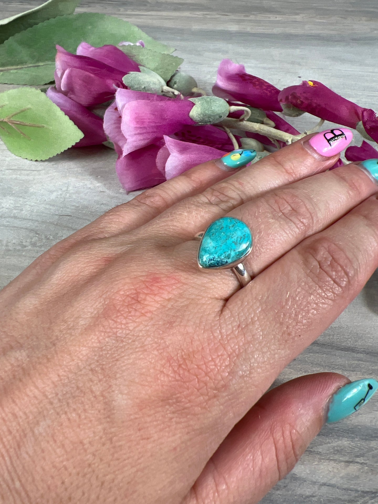 Adjustable Turquoise 925 Sterling Silver Ring