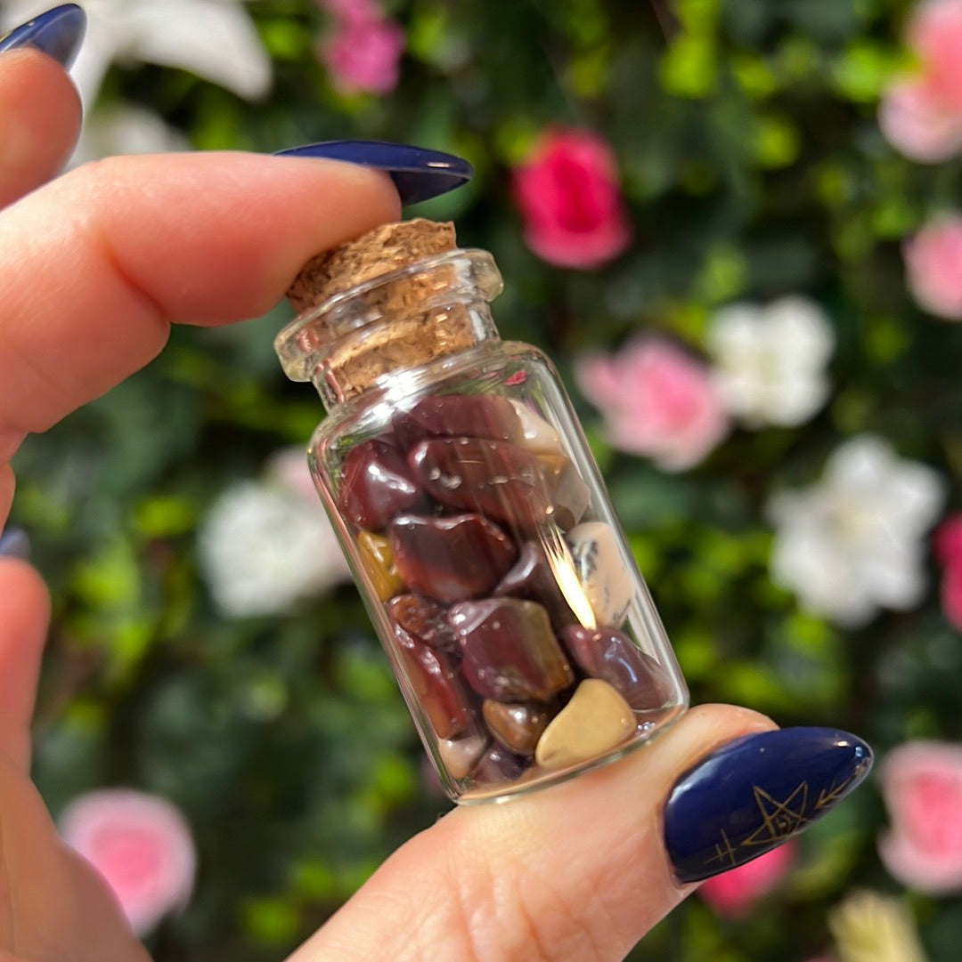 Mookaite Chip Glass Jar Bottle