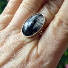 Load image into Gallery viewer, Black Rutilated Quartz 925 Sterling Silver Ring - Size Q
