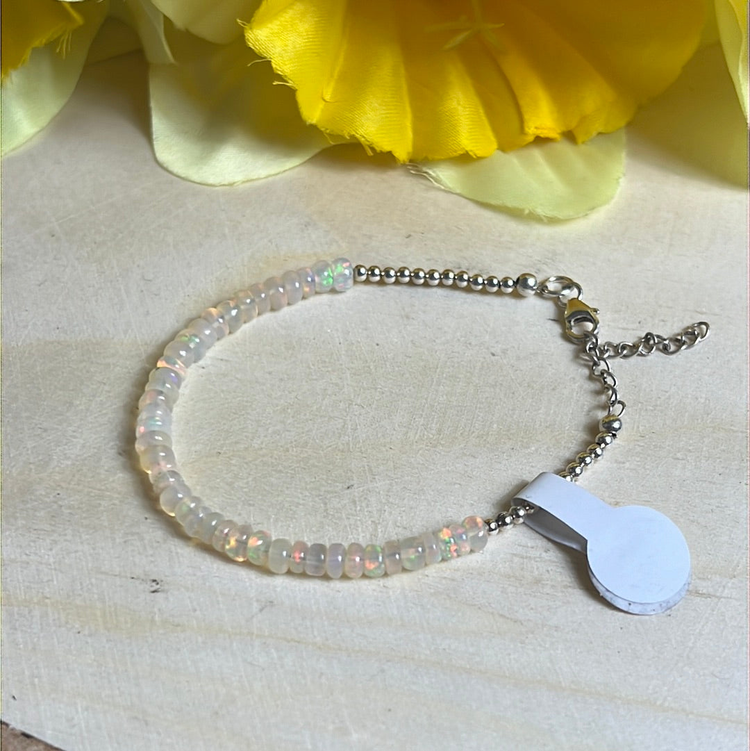 Ethiopian Opal Sterling Silver bead Bracelet