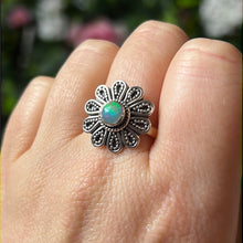 Load image into Gallery viewer, Ethiopian Opal Flower 925 Sterling Silver Ring - Size Q 1/2 - R
