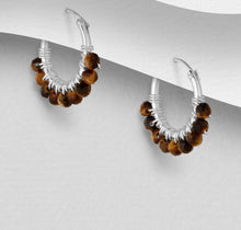 Load image into Gallery viewer, Boho Huggie Crystal Hoops Small- 925 Sterling Silver Earrings
