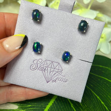 Load image into Gallery viewer, Black Fire Opal Sterling Studs Earrings
