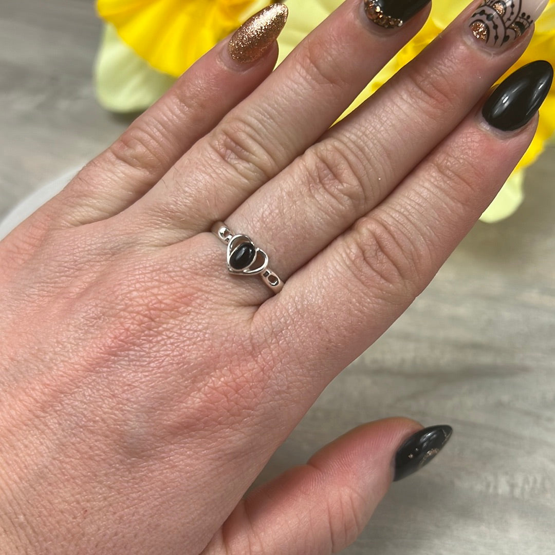 Black Onyx 925 Sterling Silver Ring -  Size P 1/2