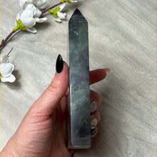 Load image into Gallery viewer, Large Druzy Fluorite Tower Point
