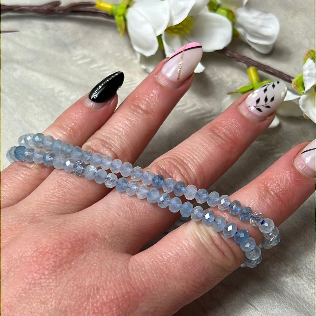 Aquamarine Facet Donut Bracelet