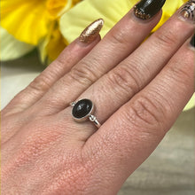 Load image into Gallery viewer, Black Obsidian 925 Sterling Silver Ring -  Size Q 1/2
