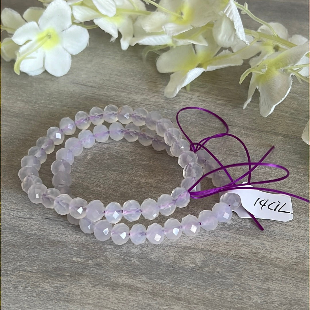 LAST Lilac Lavender Moon Quartz Facet Bead Bracelet