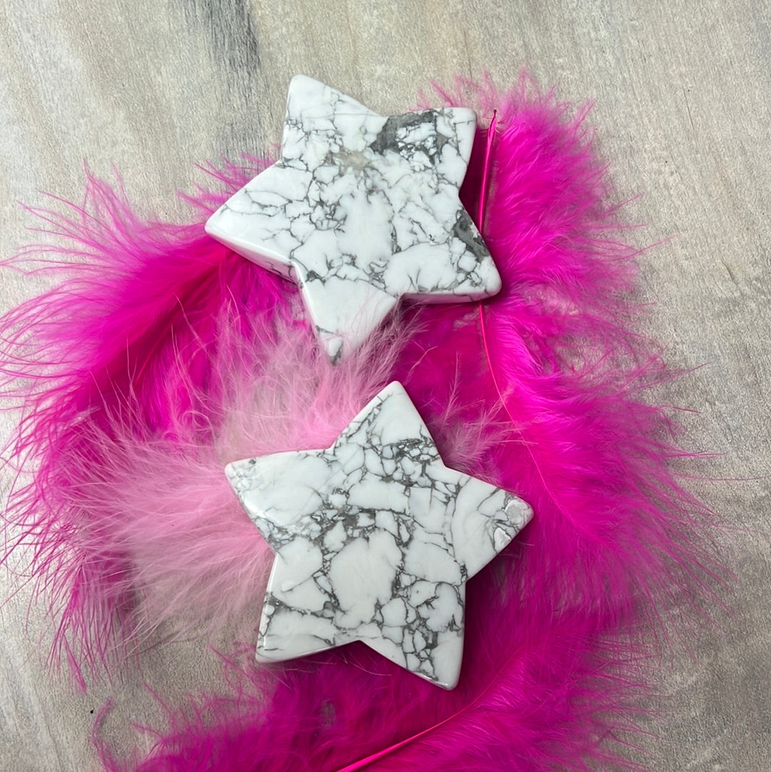 Large White Howlite Puff Chunky Star