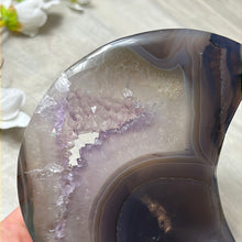 Load image into Gallery viewer, Amethyst Agate Druzy Statement Moon on Stand
