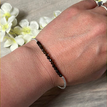 Load image into Gallery viewer, Sterling Bead &amp; Facet Crystal Bracelet - elastic 925 Sterling Silver
