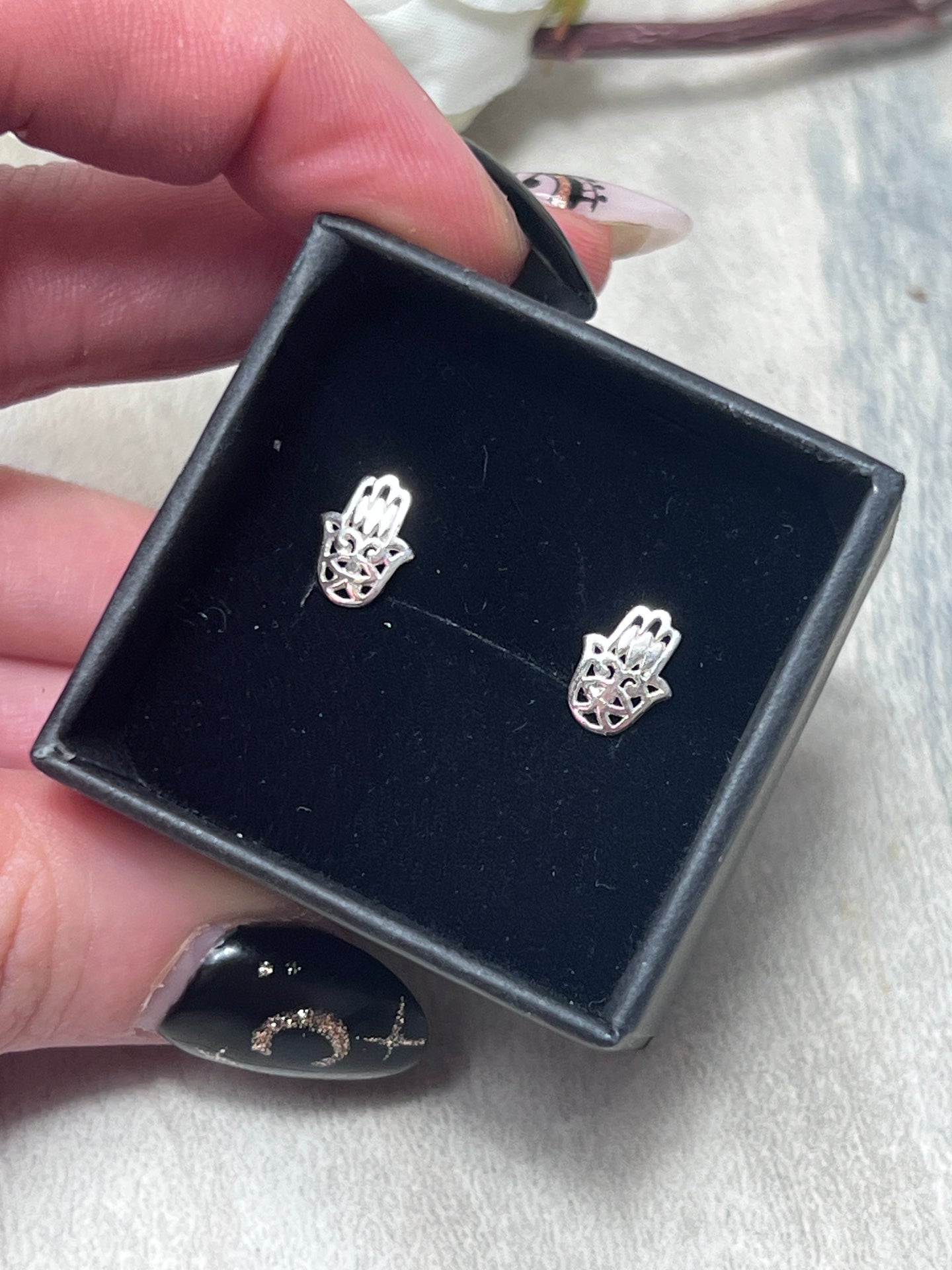 Hamsa Studs  Sterling Silver Earrings