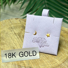 Load image into Gallery viewer, 18K Gold Moon &amp; Star Studs Earrings
