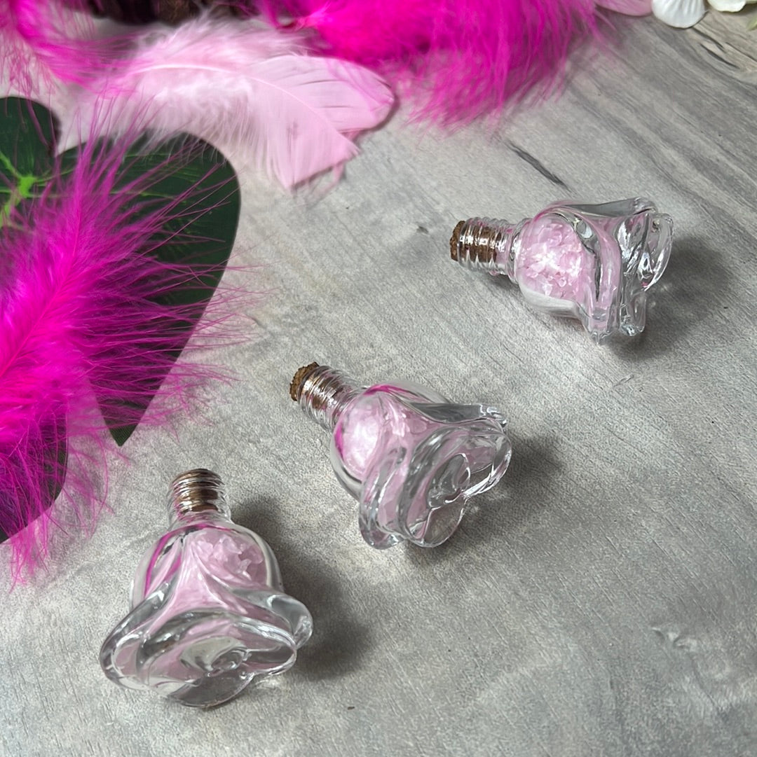 Rose Quartz Flower Chip Glass Jar