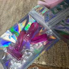 Load image into Gallery viewer, Aura Angel Pink Quartz Point Pouch with Chips

