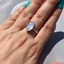 Load image into Gallery viewer, AA Rainbow Moonstone 925 Sterling Silver Ring - Size N 1/2 - O
