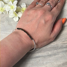 Load image into Gallery viewer, Sterling Bead &amp; Facet Crystal Bracelet - elastic 925 Sterling Silver
