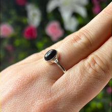 Load image into Gallery viewer, Black Obsidian 925 Sterling Silver Ring -  Size Q 1/2
