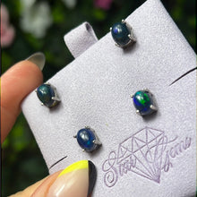 Load image into Gallery viewer, Black Fire Opal Sterling Studs Earrings
