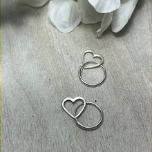 Load image into Gallery viewer, Hollow Heart Huggie Hoops -  925 Sterling Earrings
