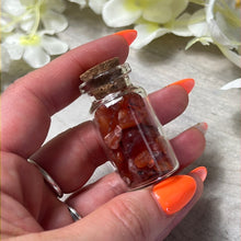 Load image into Gallery viewer, Carnelian Chip Glass Jar Bottle
