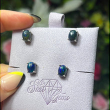 Load image into Gallery viewer, Black Fire Opal Sterling Studs Earrings
