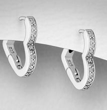 Load image into Gallery viewer, Diamante Sterling Heart Huggie - 925 Sterling Earrings
