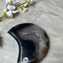 Load image into Gallery viewer, Amethyst Agate Druzy Statement Moon on Stand
