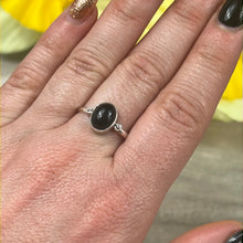 Load image into Gallery viewer, Black Obsidian 925 Sterling Silver Ring -  Size Q 1/2
