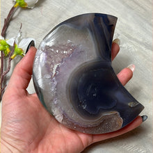 Load image into Gallery viewer, Amethyst Agate Druzy Statement Moon on Stand
