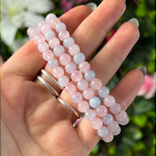 Load image into Gallery viewer, Rose Quartz &amp; Aquamarine Elasticated Bracelet
