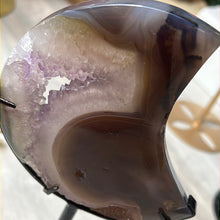 Load image into Gallery viewer, Amethyst Agate Druzy Statement Moon on Stand
