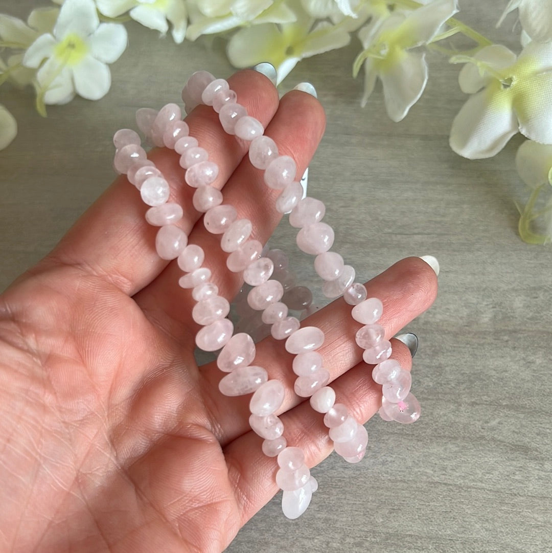 Rose Quartz Smooth Chip Bracelet