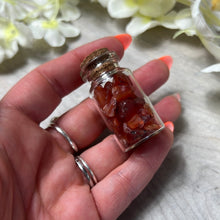 Load image into Gallery viewer, Carnelian Chip Glass Jar Bottle
