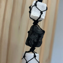 Load image into Gallery viewer, Protection Cleansing Selenite &amp; Raw Tourmaline Macrame Door Hanger
