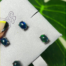 Load image into Gallery viewer, Black Fire Opal Sterling Studs Earrings
