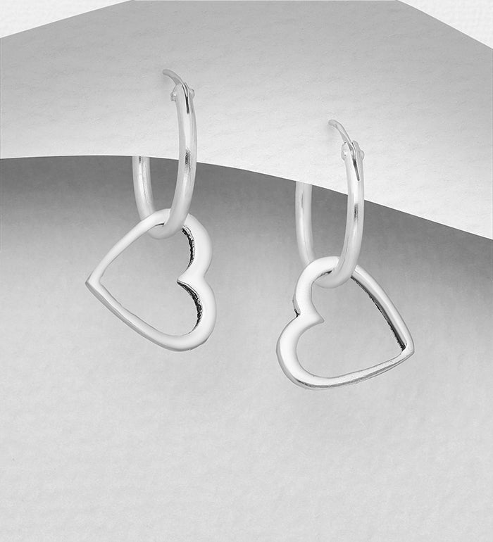 Hollow Heart Huggie Hoops -  925 Sterling Earrings