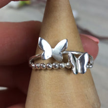 Load image into Gallery viewer, Butterfly Duo 925 Sterling Silver Ring - P 1/2
