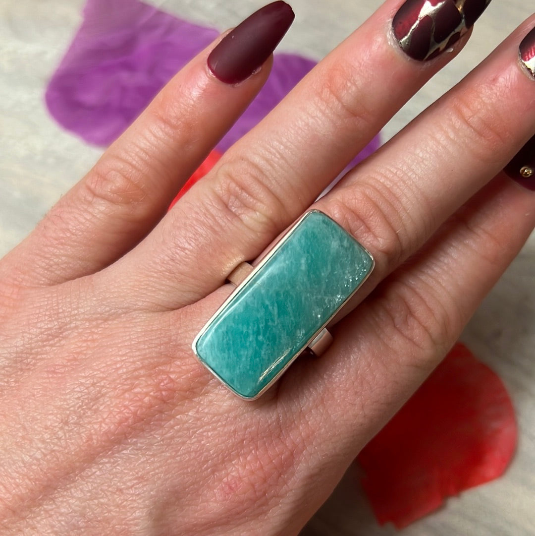 AA Amazonite 925 Silver Ring -  Size R 1/2