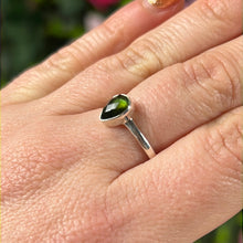 Load image into Gallery viewer, Green Tourmaline Facet 925 Silver Ring - Size L 1/2
