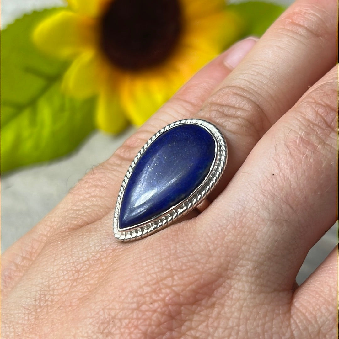 Lapis 925 Sterling Silver Ring -  Size L 1/2