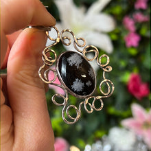 Load image into Gallery viewer, Snowflake Obsidian 925 Sterling Pendant Hand forged
