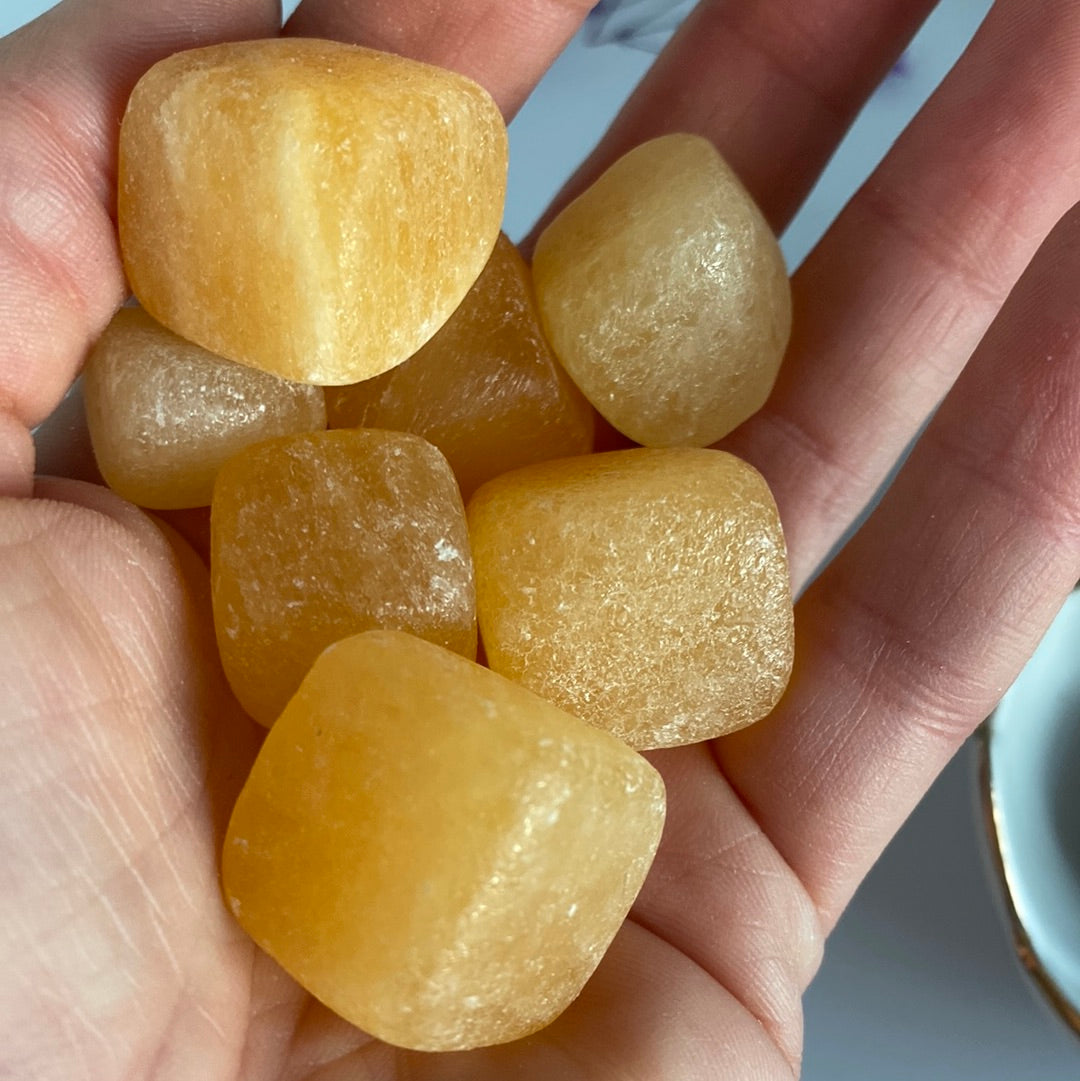 Orange Calcite unpolished cube  - Tumblestone Tumbles