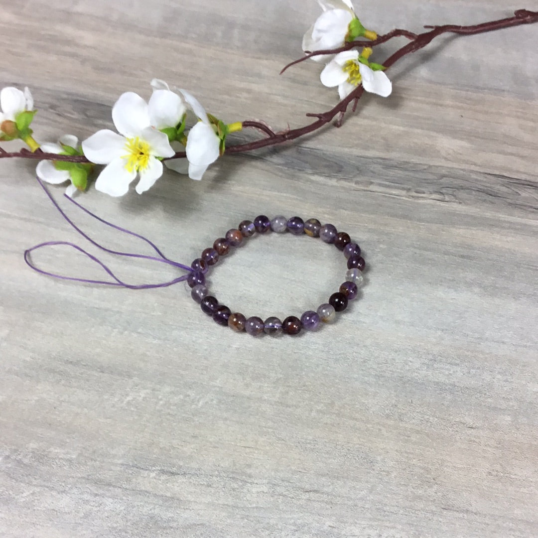 Amethyst with inclusions -7mm Bead Bracelet