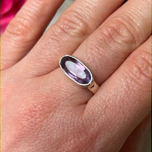 Load image into Gallery viewer, Amethyst Bar Facet 925 Sterling Silver Ring -  Size P 1/2
